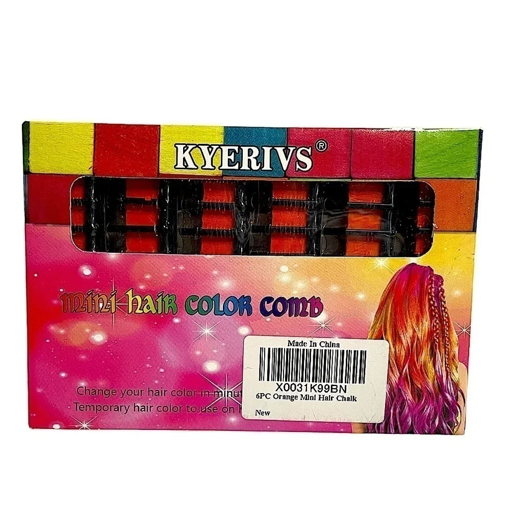 Orange Temporary Hair Chalk Comb, 6 Color Washable Hair Chalk Set Cosplay